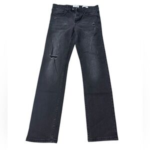 Ring of Fire Black Washed Straight-Leg Jeans with Distress Skinny Size 20